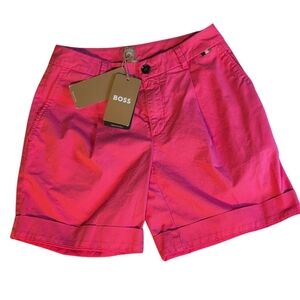 Nwt Boss Women's Pink Shorts Dress Casual  Tag Loose On Back 24 Waist Size 0